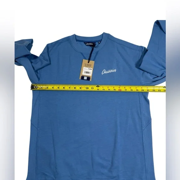 Chubbies Soft Terry Pullover Crewneck Sweatshirt Mens Medium Palm Tree Blue NWT - Picture 4 of 7